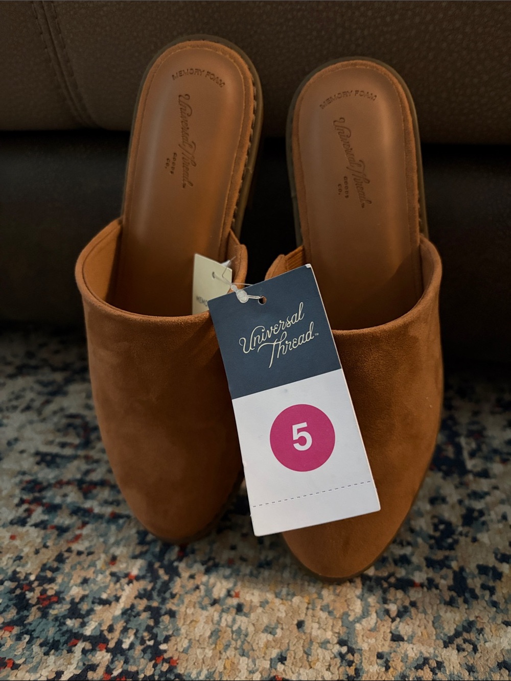 Universal Thread Brown Suede-Look Slip-On Mules